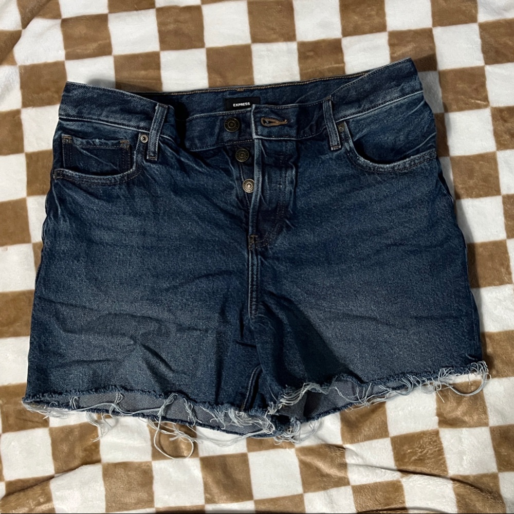 Express Dark Blue Denim Cutoff Shorts
